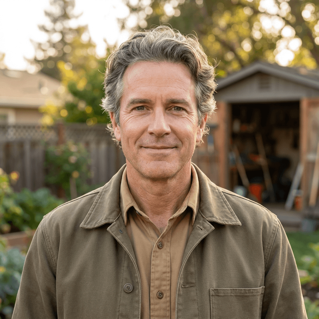 Male general contractor in his early 50s, White, standing on a commercial job site