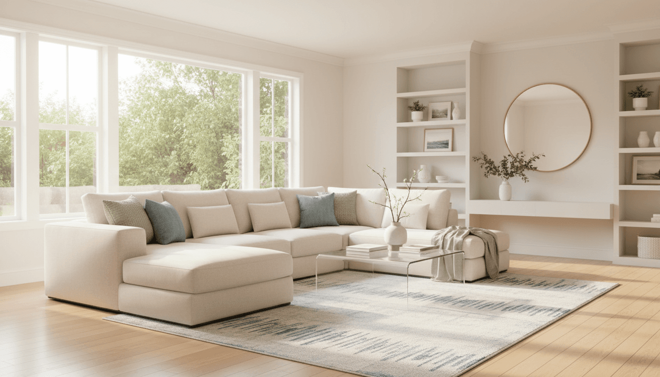 Bright clean living room after a professional deep cleaning