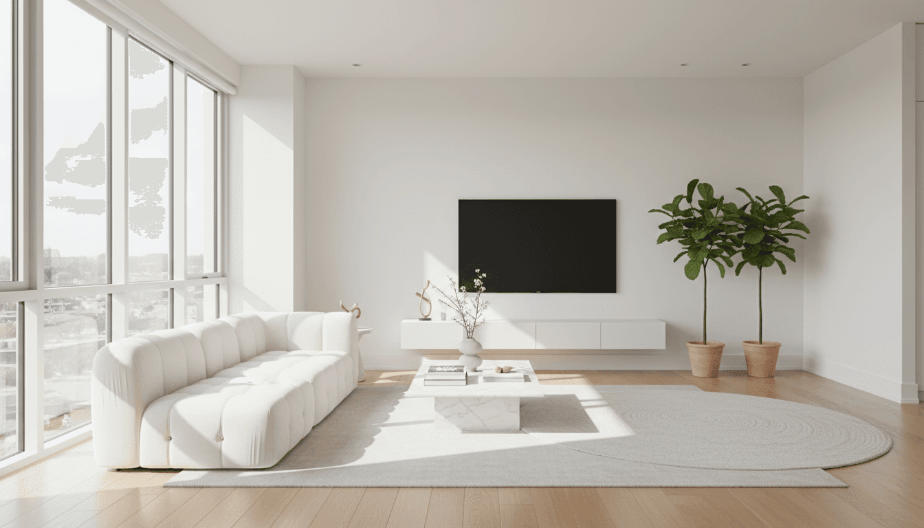 Bright and clean modern living room ready for homeowners