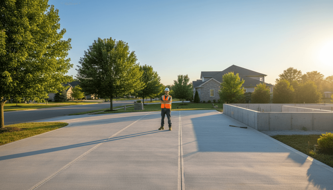 Freshly poured residential driveway in Houston